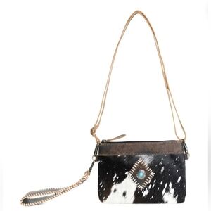 Western Bag Cowgirl Southwestern Bag Cowhide Leather Convertible Fanny Wristlet